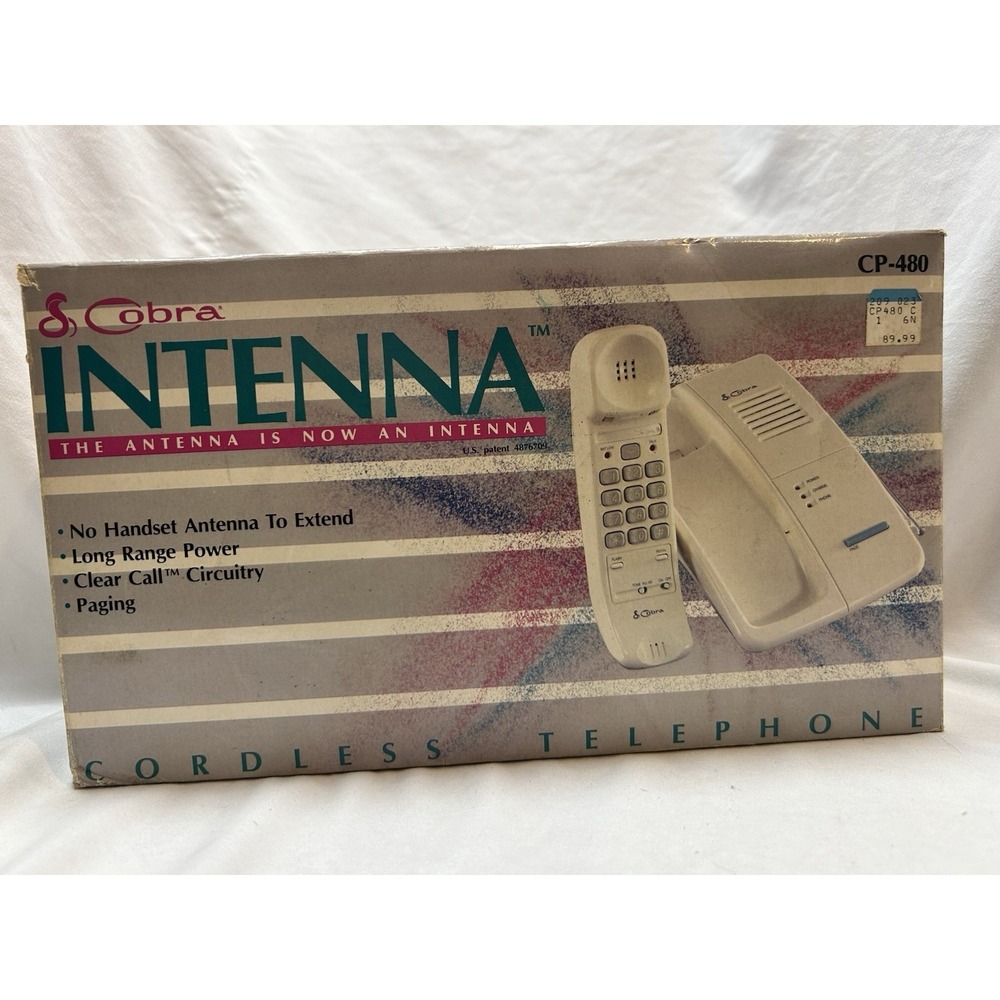 VTG 90s Cobra Intenna Cordless Telephone CP-480 New In Box